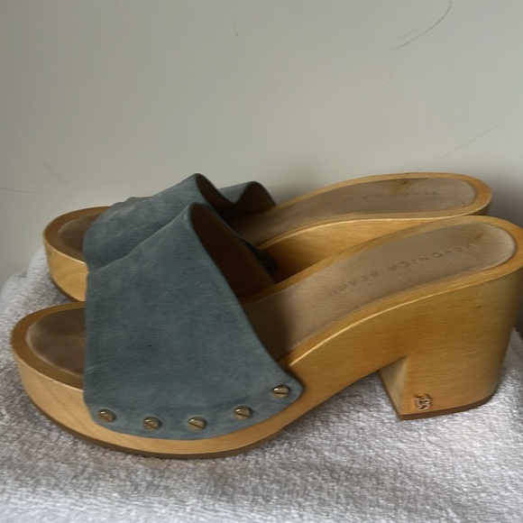 Veronica Beard Blue Suede Clogs size 9 - Picture 4 of 6